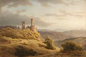 Windswept Prints: Mountainous Landscape with a Ruin, 1849. Creator: Louwrens Hanedoes