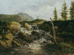 Norway Europe Prints: Mountainous Landscape with a Waterfall