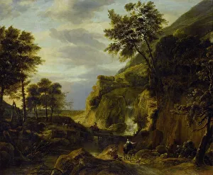 Roelant Roghman Prints: Mountainous landscape with waterfall, 1650-1692. Creator: Roelant Roghman