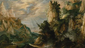 A Mountainous Landscape with a Waterfall, ca. 1600. Creator: Kerstiaen de Keuninck