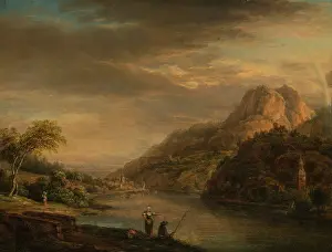 Shadows Prints: Mountainous River Landscape with Rainbow, 18th century. Creator: Christian Georg Schutz