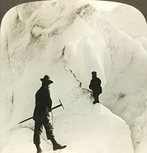 Mountaineer Gallery: Among mountains and chasms of ice - enormous crevasses of Brigsdal glacier, - Norway, c1905
