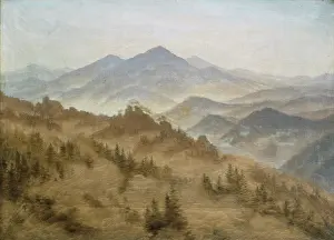 Friedrich Prints: Mountains in the Rising Fog, c1835. Creator: Caspar David Friedrich