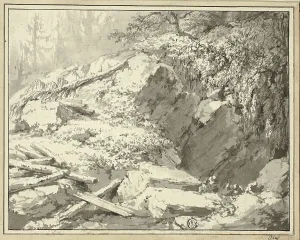 Fallen Tree Prints: Mountainside with Fallen Tree, n.d. Creator: Friedrich Wilhelm Gmelin