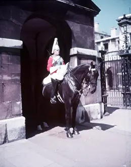 Sentry Prints: Mounted Horse Guard, Whitehall, London, c1955. Creator: Arthur Charles Kirby Ware