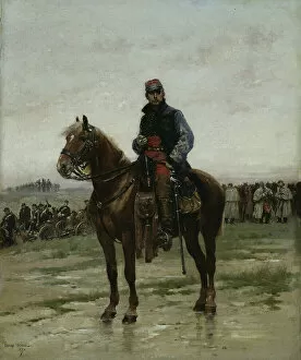 Detaille Jean Baptiste Edouard Gallery: A Mounted Officer, 1877. Creator: Jean Baptiste Edouard Detaille
