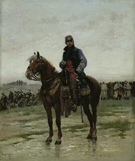 And Xc9 Prints: A Mounted Officer, 1877. Creator: Jean Baptiste Edouard Detaille
