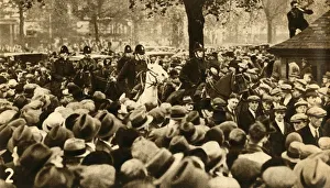 Hyde Park Gallery: Mounted police and marchers, Means Test protests, Hyde Park, London, 1932, (1933)