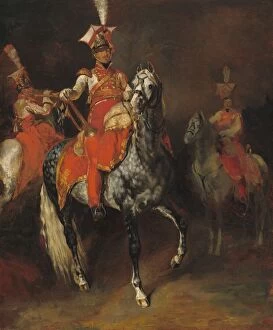 Imperial Guard Gallery: Mounted Trumpeters of Napoleons Imperial Guard, 1813 / 1814. Creator: Theodore Gericault