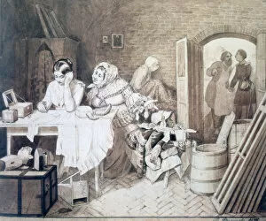 Dressmaking Gallery: Mousetrap, 1846. Artist: Pavel Andreevich Fedotov
