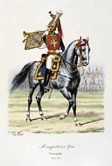 Images Dated 6th December 2005: Mousquetaires Gris, Trumpeter, 1814-15. Artist: Eugene Titeux