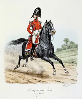 Saddle Gallery: Mousquetaires Noirs, petite tenue, 1814-15. Artist: Eugene Titeux