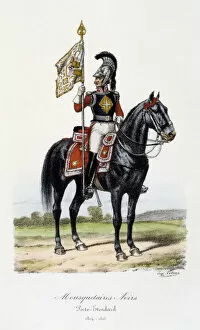 Images Dated 6th December 2005: Mousquetaires Noirs, Standard Bearer, 1814-15. Artist: Eugene Titeux
