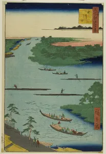 Mouth of the Nakawaga River (Nakagawaguchi), from the series “One Hundred Famous... 1857. Creator: Ando Hiroshige