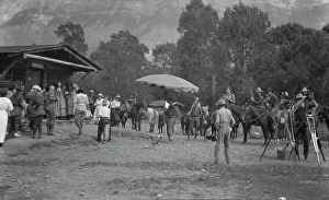 Cowboy Prints: Movie set for a western, between 1896 and 1942. Creator: Arnold Genthe
