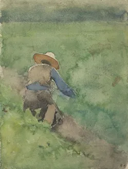 Tending Prints: Mower in pasture, 1870-1923. Creator: Willem Witsen