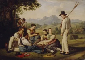 Mower Prints: Mowers resting, 1819. Artist: Rhomberg, Joseph Anton (1786-1855)