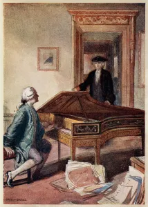 Score Prints: Mozart and the mysterious stranger, 1791, (c1914). Artist: Charles A Buchel