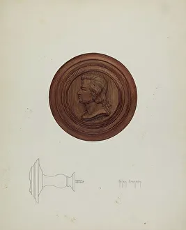 Mozart Wolfgang Amadeus Prints: Mozart Tie-back, c. 1938. Creator: Helen Bronson
