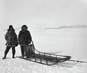 Dog Sled Prints: Mr. Bowen and Mr. Delezene with racing sled in an All Alaska Sweepstakes