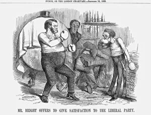 Boxing Gloves Gallery: Mr. Bright offers to give satisfaction to the Liberal Party, 1858