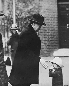 General Strike Prints: Mr. Churchill attending a Cabinet meeting during the General Strike in 1926, 1926, (1945)