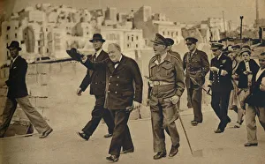 War Illustrated Prints: Mr. Churchill called at Malta, where he is seen with Field-Marshal Lord Gort, 1943-1944