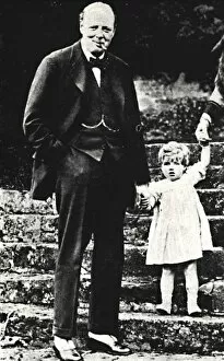 Malcolm Collection: Mr. Churchill with His Daughter, 1924, (1945). Creator: Unknown