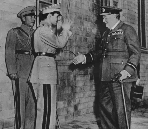 'Mr. Churchill is greeted by the Shah of Persia', 1943. Artist: Unknown 'Mr. Churchill is greeted by the Shah of Persia', 1943. Artist: Unknown