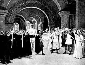 Marie Louise Lajeunesse Prints: Mr. Cowen's new opera, 'Harold': Harold swearing on the bones of a saint