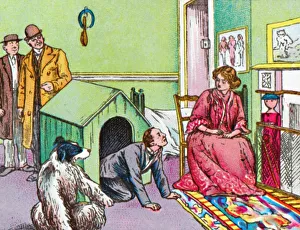 Barrie Gallery: Mr Darling in the kennel, c1905