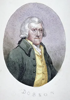 Dobson Prints: Mr Dobson, a tradesman of Fleet Street, wearing a wig, coat and waistcoat, c1780