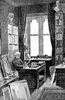 Desk Prints: Mr. Gladstone in his library at Hawarden Castle, 1898. Creator: Unknown