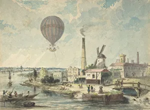 Mr. Green in the Albion Balloon, Having Ascended from Vauxhall Gardens, August 12, 1842
