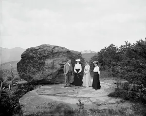 Mr. H.E. Eder and family at Bowlder [i.e. Boulder] Rock, between 1900 and 1905. Creator: William H. Jackson