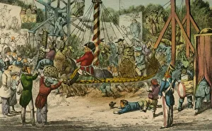 Funfair Prints: Mr. Jorrocks takes a Ride at the Fete at St. Cloud, 1838. Artist: Henry Thomas Alken