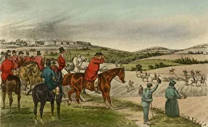 Mr. Jorrocks telegraphs the Fox, 1838. Artist: Henry Thomas Alken Mr. Jorrocks telegraphs the Fox, 1838. Artist: Henry Thomas Alken