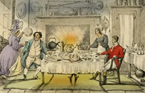 Mr Jorrockss Hunt Breakfast: a Terrible Surprise, 1838. Artist: Henry Thomas Alken Mr Jorrockss Hunt Breakfast: a Terrible Surprise, 1838. Artist: Henry Thomas Alken