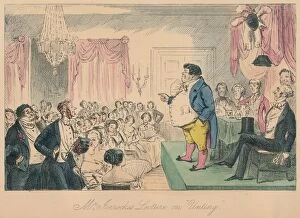 United Gallery: Mr. Jorrockss Lecture on Unting, 1854. Artist: John Leech