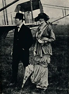 Aerodrome Prints: Mr. and Mrs. Churchill at an Air-Meeting at Hendon, c1910s, (1945). Creator: Unknown