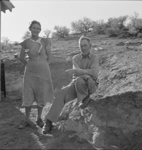 Displaced Persons Collection: Mr. and Mrs. Sam Cates, Cow Hollow farmers, Malheur County, Oregon, 1939. Creator: Dorothea Lange