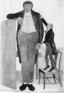 Tailors Shop Collection: Mr O Brien, the Irish Giant, the Tallest Man in the Known World, 1803. Artist: John Kay