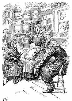 Dickensian Gallery: Mr Riah and Miss Wren at the Six Jolly Fellowship Porters, 1912. Artist: Harry Furniss