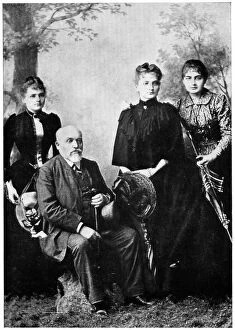 Marie Curie Gallery: Mr Sklodowski with his three surviving daughters, c1886