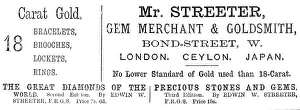 Gemstones Prints: Mr. Streeter, Gem Merchant & Goldsmith, 1883. Creator: Unknown