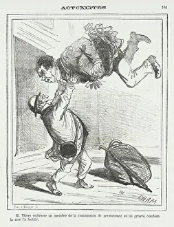 Periodical Prints: Mr. Thiers embrasse un membre de la comission de permanence et lui prouve combien
