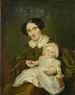Louis Moritz Prints: Mrs. Carp and her little boy, 1835-1843. Creator: Louis Moritz