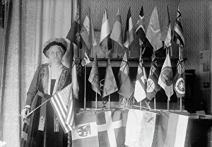 Committee Prints: Mrs. Carrie Chapman Catt with Flags of 22 Nations