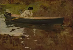 Brooklyn Collection: Mrs. Chase in Prospect Park, 1886. Creator: William Merritt Chase