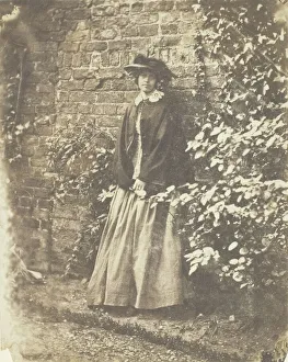 Calotype Prints: Mrs. Craik Leaning Against Wall and Bushes, 1848 / 60. Creators: Unknown, Benjamin Mulock